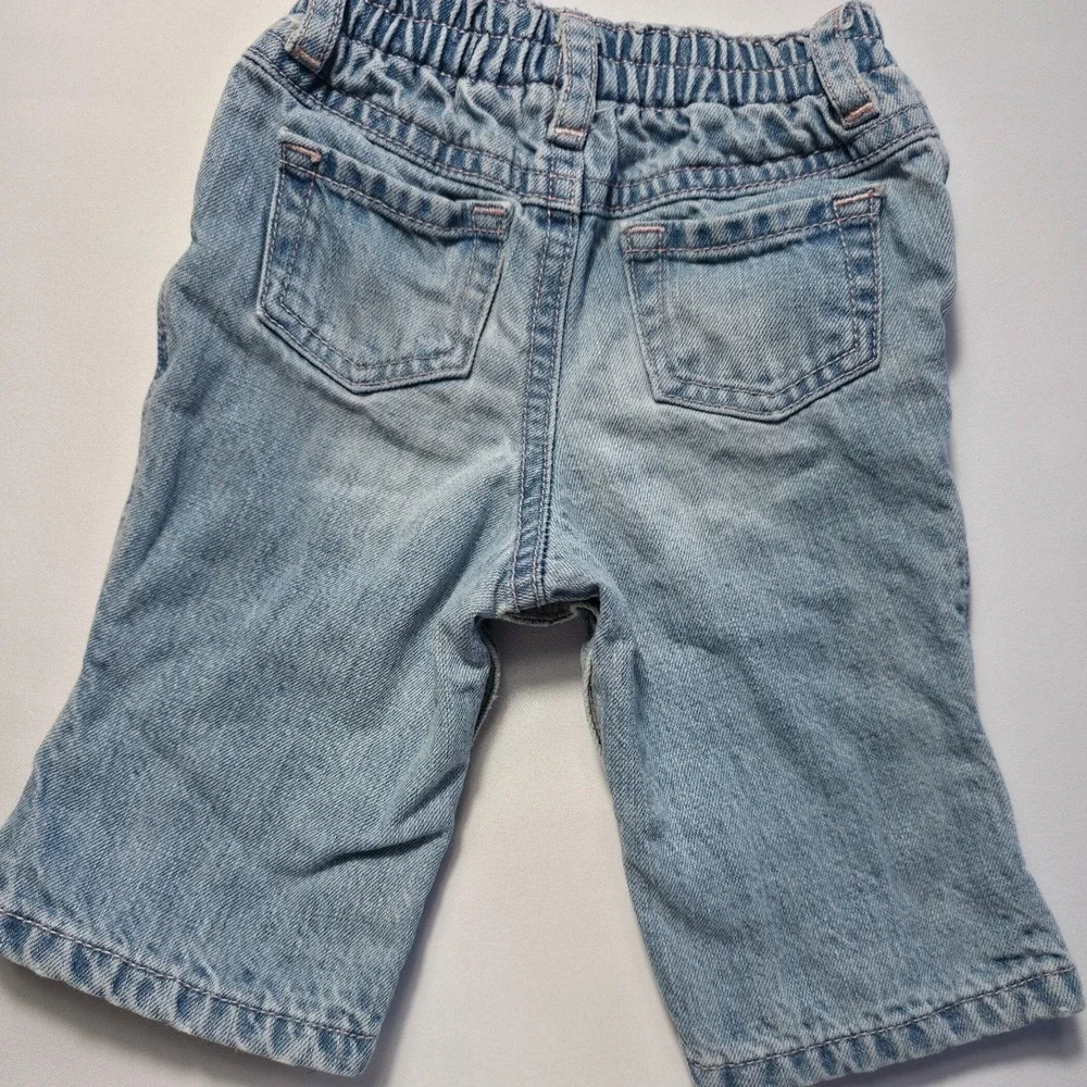 Vintage Childrens Place Baby Girl Floral Embroidered Lined Jeans 3-6 Months Blue